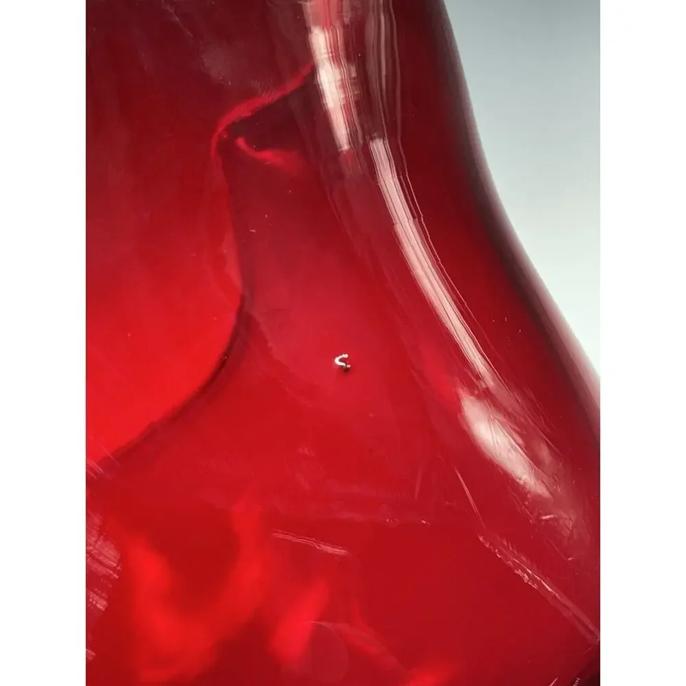Vintage Pairpoint‎ Gunderson Glass Ruby Red Fan Vase Ruffled Pedestal Oval